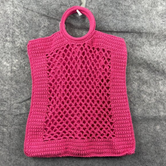 Shiraleah Chicago Bag Pink Jezabelle Tote Purse Crochet Knit Lined Beach NEW - Picture 2 of 9
